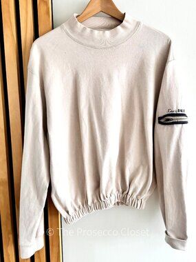 Vintage 90s Eddie Bauer Mock Neck Sweatshirt Cropped with Waistband (L)